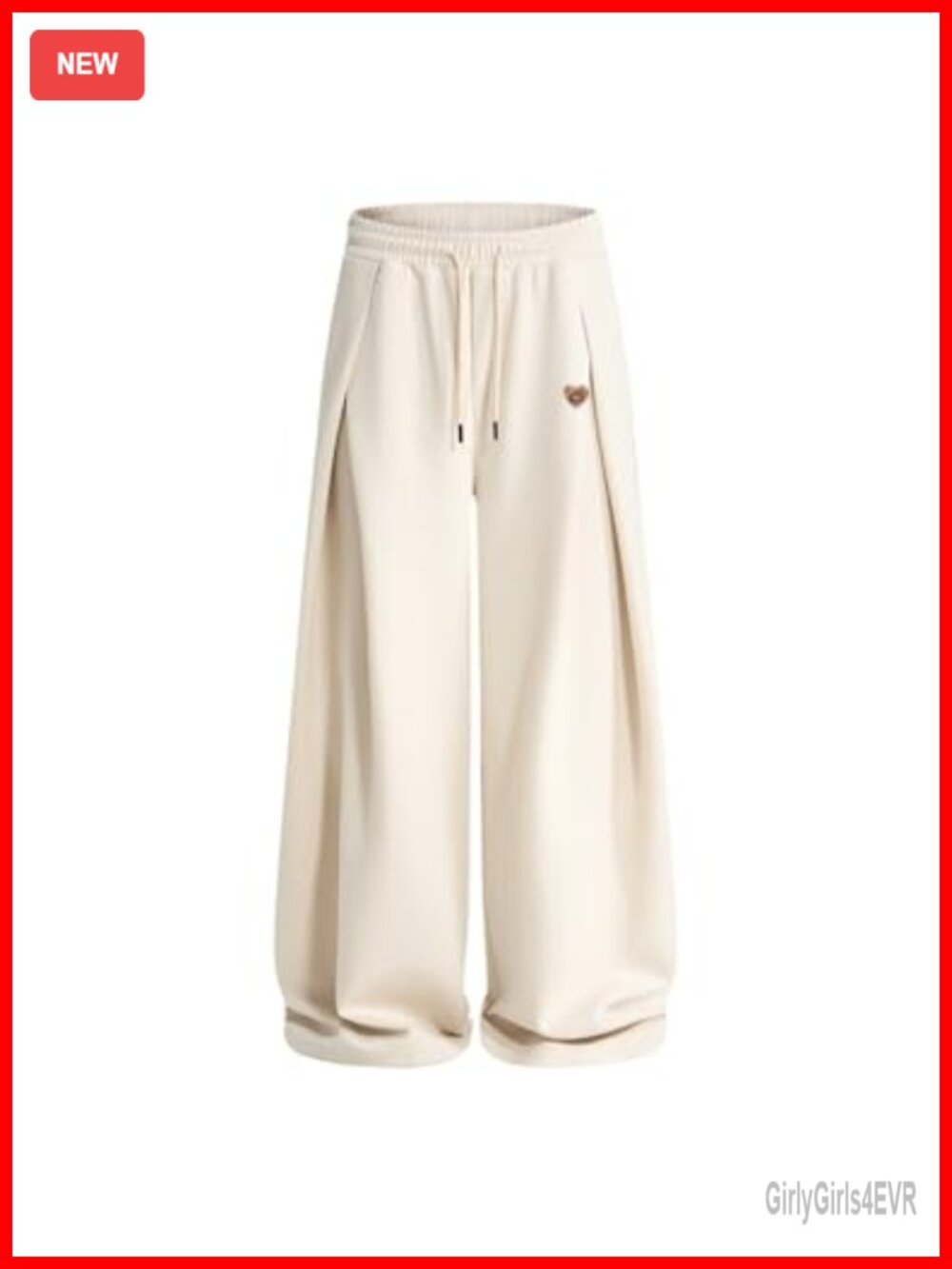 Pleated Baggy Sweatpants Elastic Waist Wide Leg Lounge Trousers